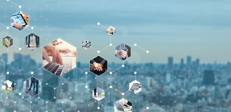 Business communication network concept. Group of businessperson